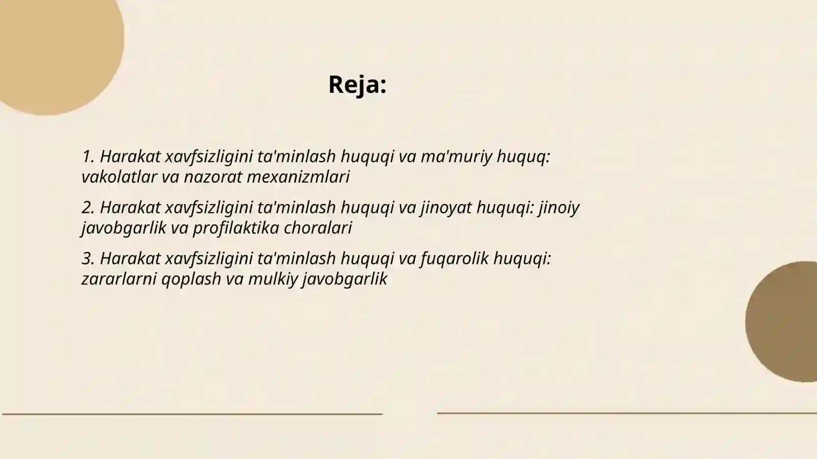 Harakat xavsizligini ta'minlash huquqini boshqa tarmoq bolimi huquqlari bilan bog'liqligi asoslari 2