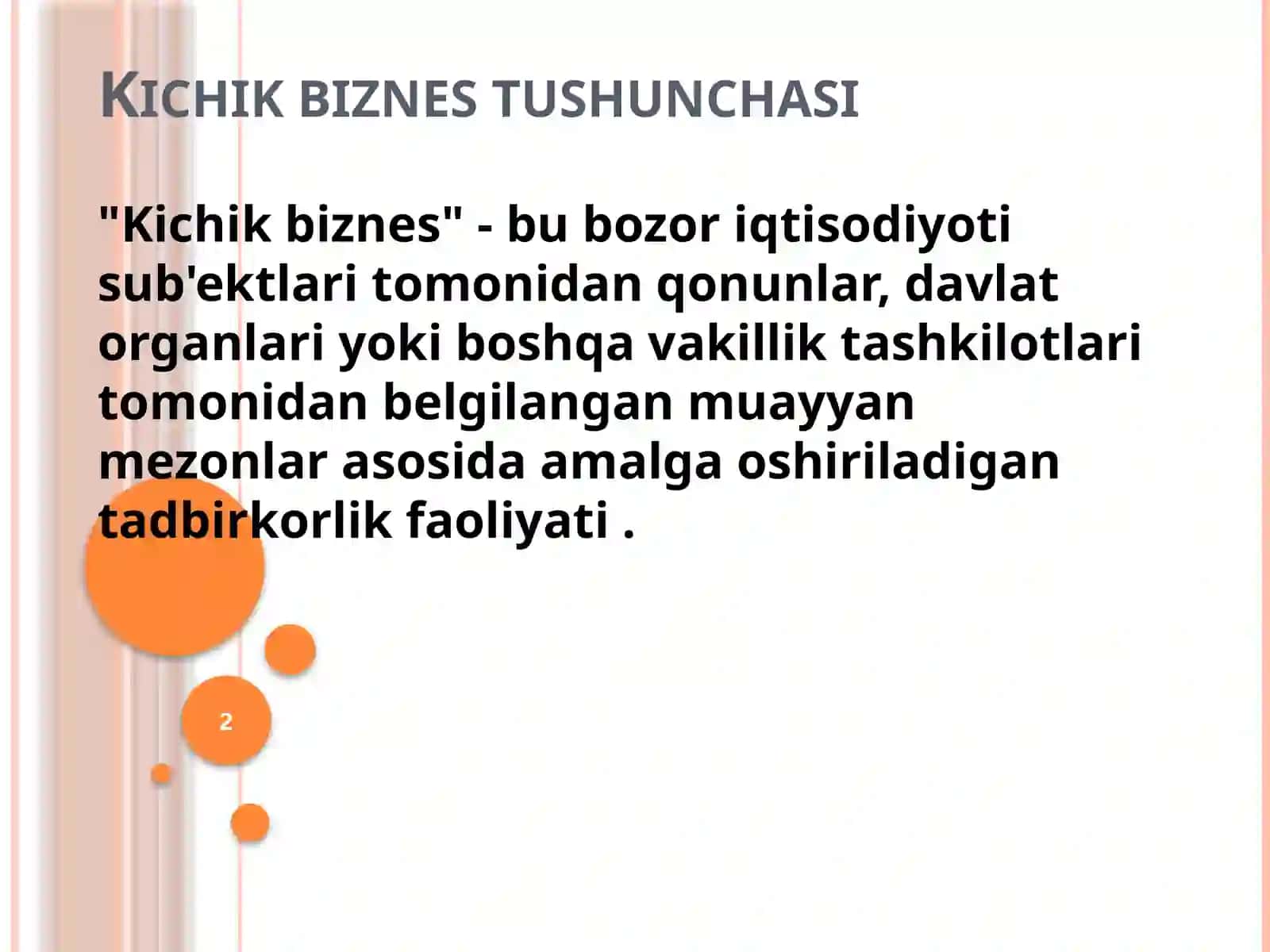 Kichik biznes tushunchasi 2
