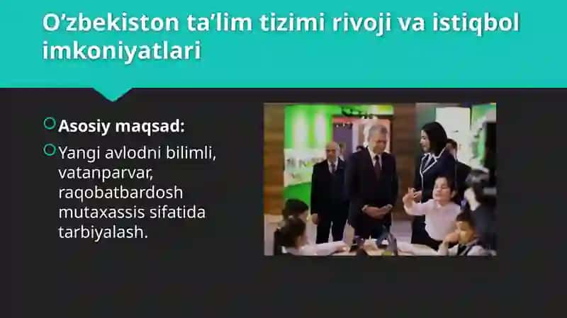 O‘zbekiston Respublikasi ta’lim sohasi rivoji va istiqbol imkoniyatlari. 2