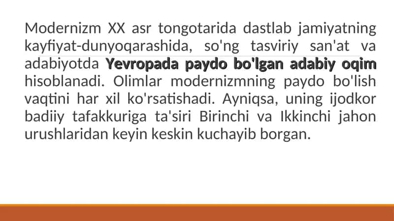 Modernizm va postmodernizm oqimlari 2