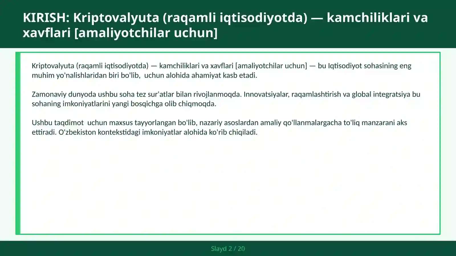 Kriptovalyuta (raqamli iqtisodiyotda) — kamchiliklari va xavflari [amaliyotchilar uchun] 2