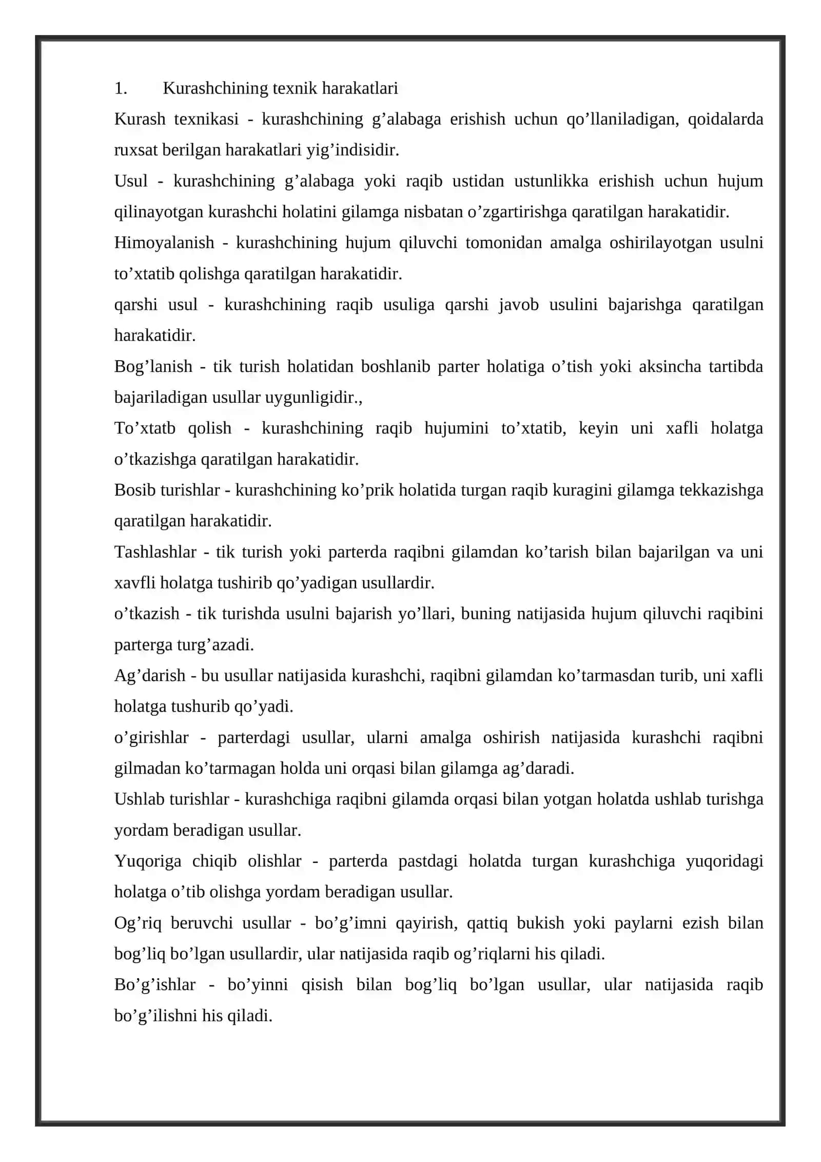 Kurash turlarining texnikasi taktikasini o‘rgatish va takomillashtirish 2