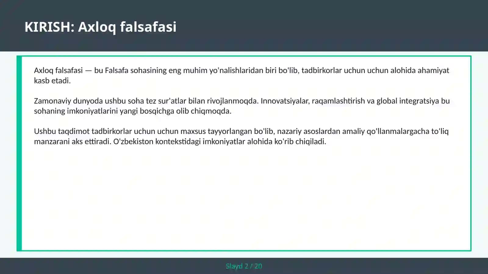AXLOQ FALSAFASI 2