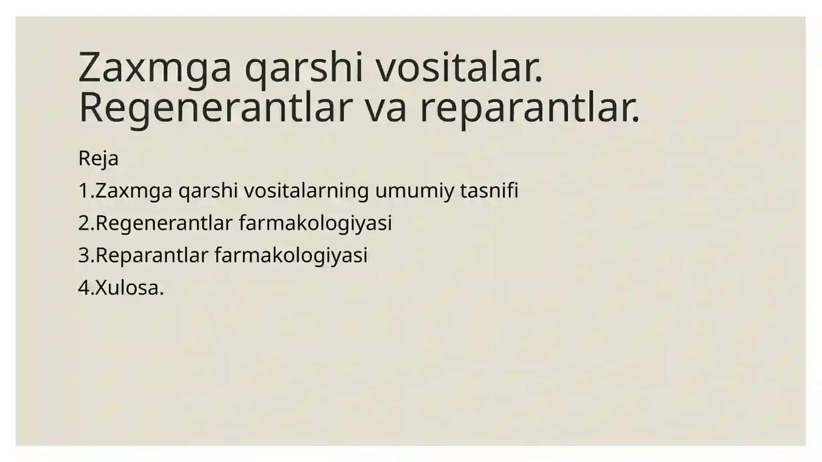 Mashhuraning Farmakologiya fanidan tayyorlagan mustaqil ishi 2