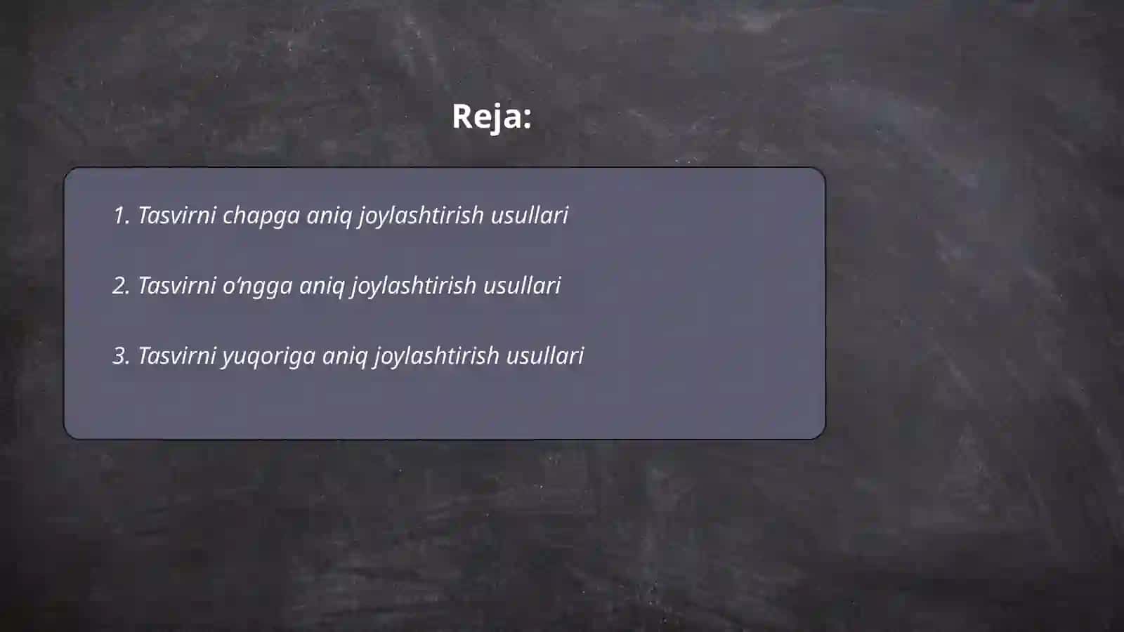 Tasvirni aniq joylashtirish tasvirni tomonlariga 2