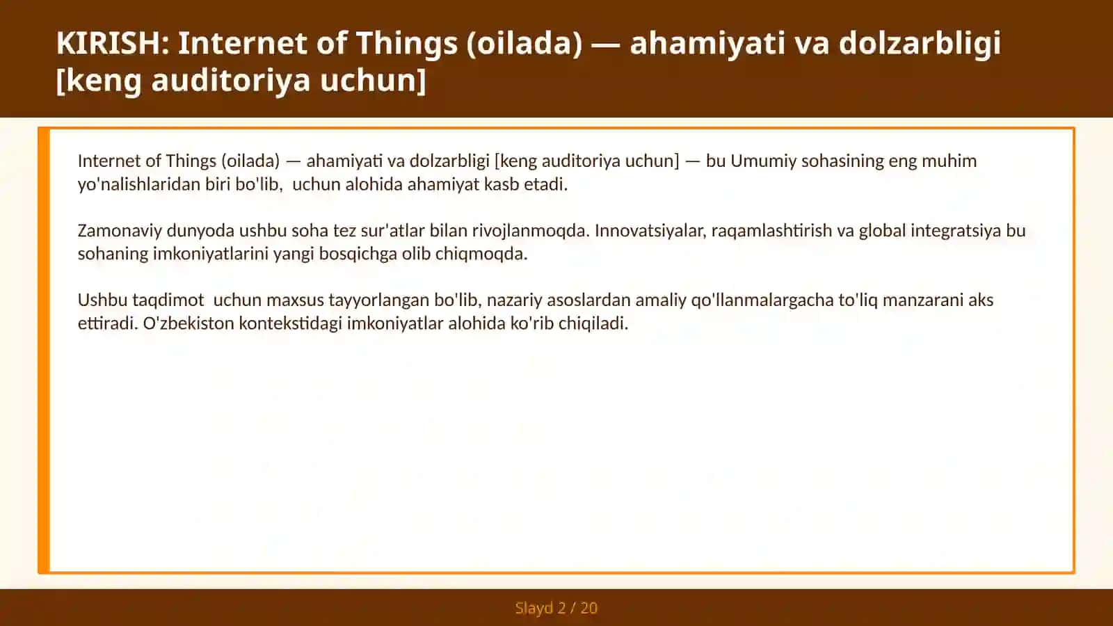 Internet of Things (Oilada) — Ahamiyati va Dolzarbligi [Keng Auditoriya Uchun] 2