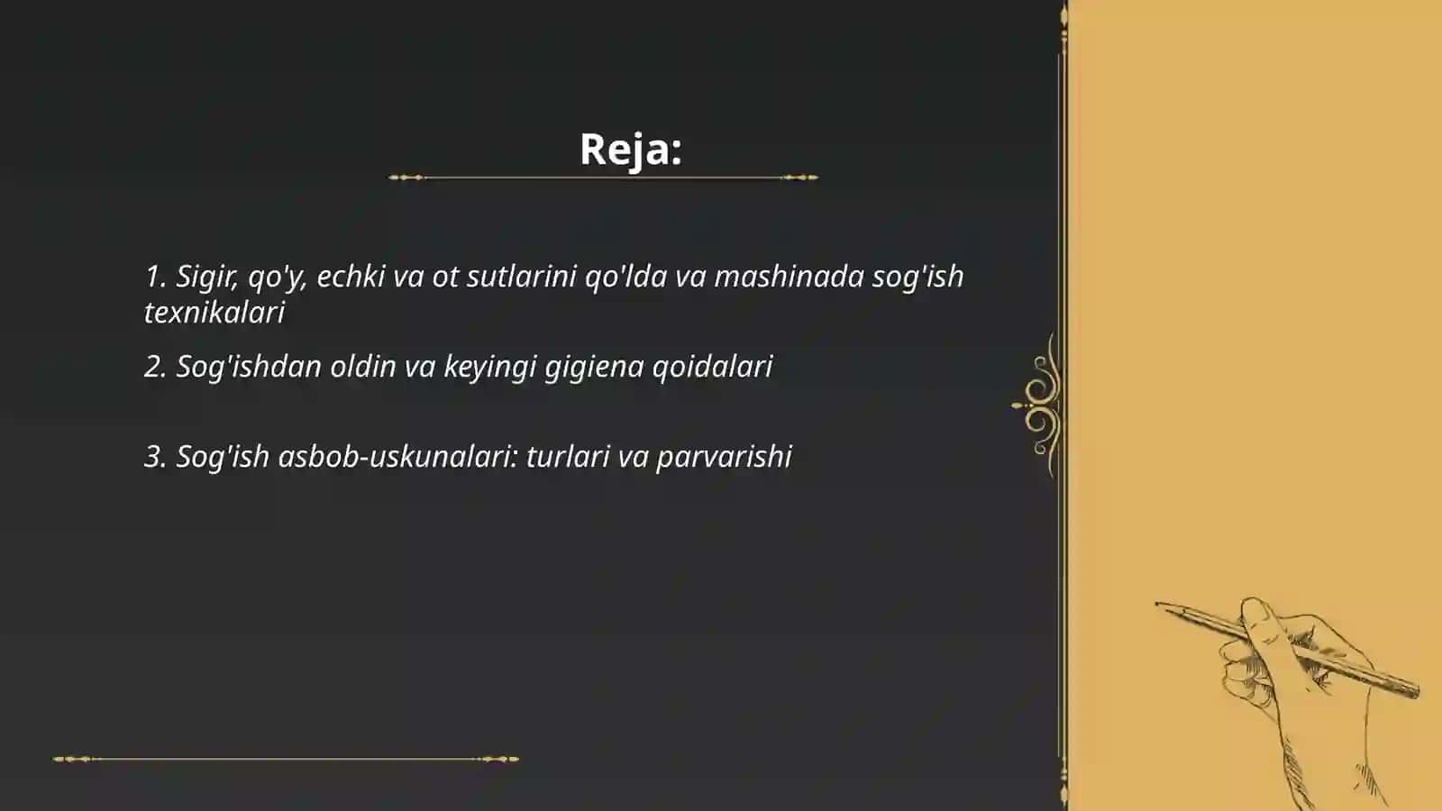 Sigir, qòy, echki va otlar sutlarini yiģib tayyorlash 2