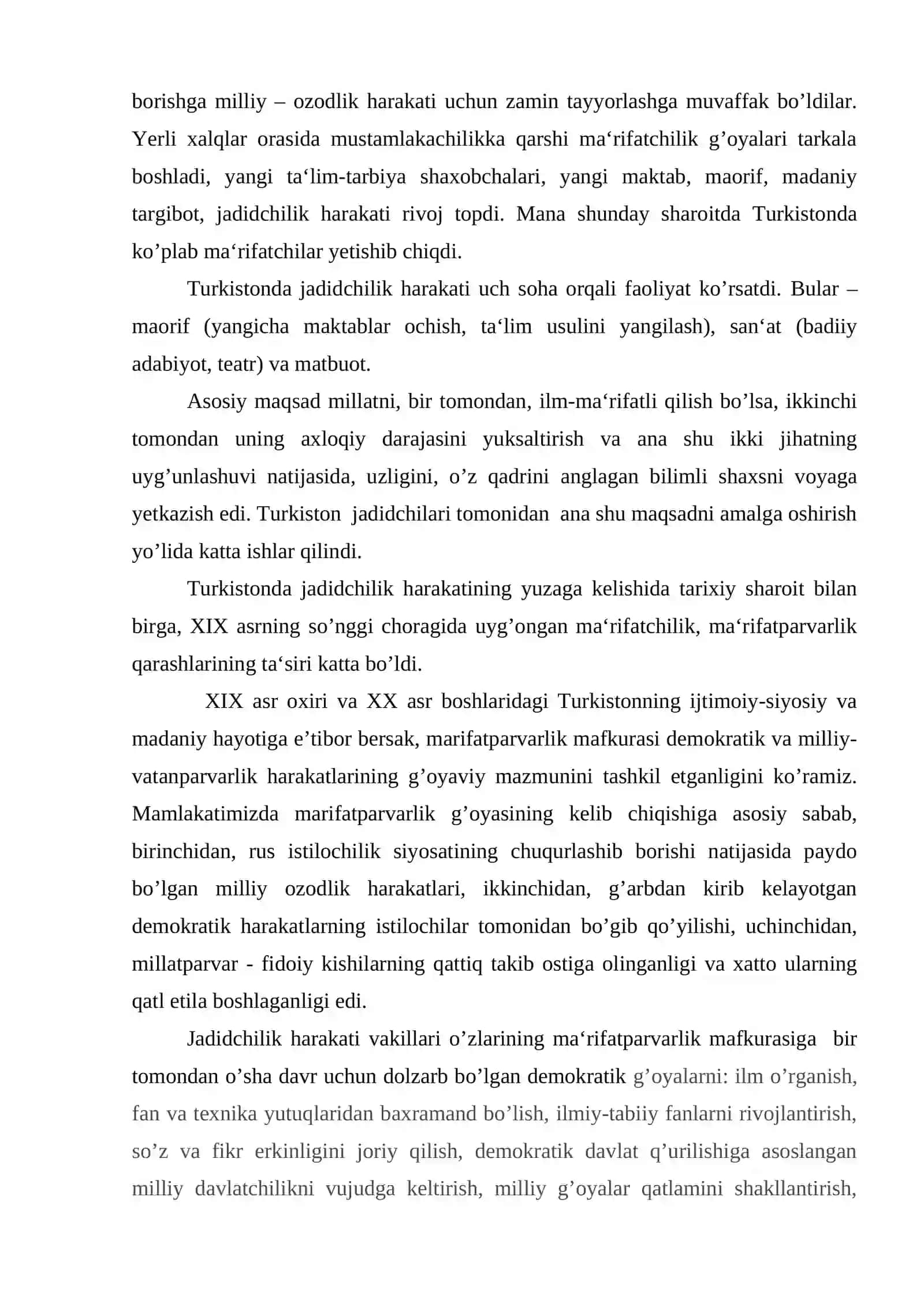 Jadidchilarning ma‘rifatparvarlik harakatlari va ularning xalq ma‘naviyatini yuksaltirishdagi o’rni 2