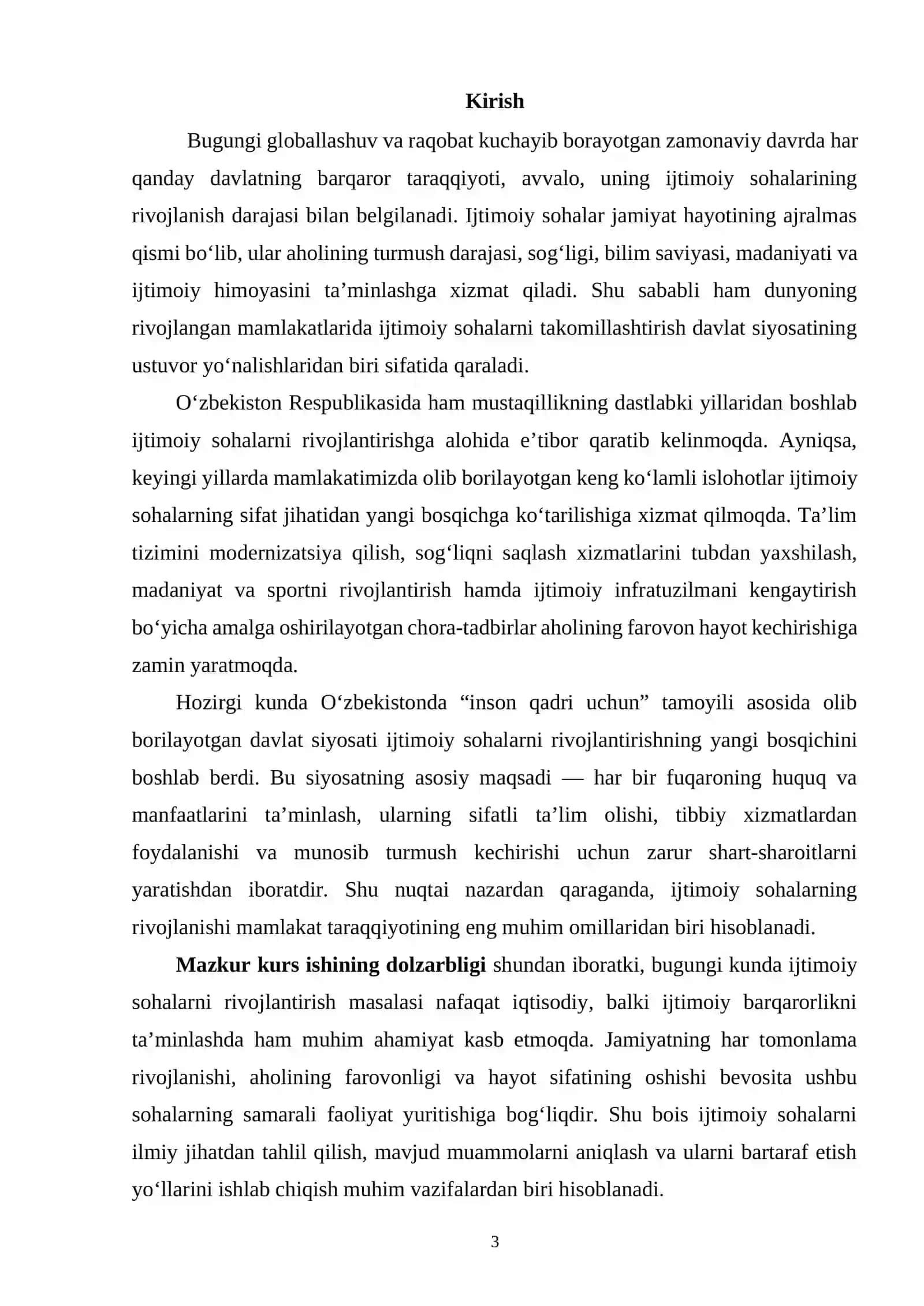 O‘zbekiston Respublikasida ijtimoiy sohalarning rivojlanishi 2