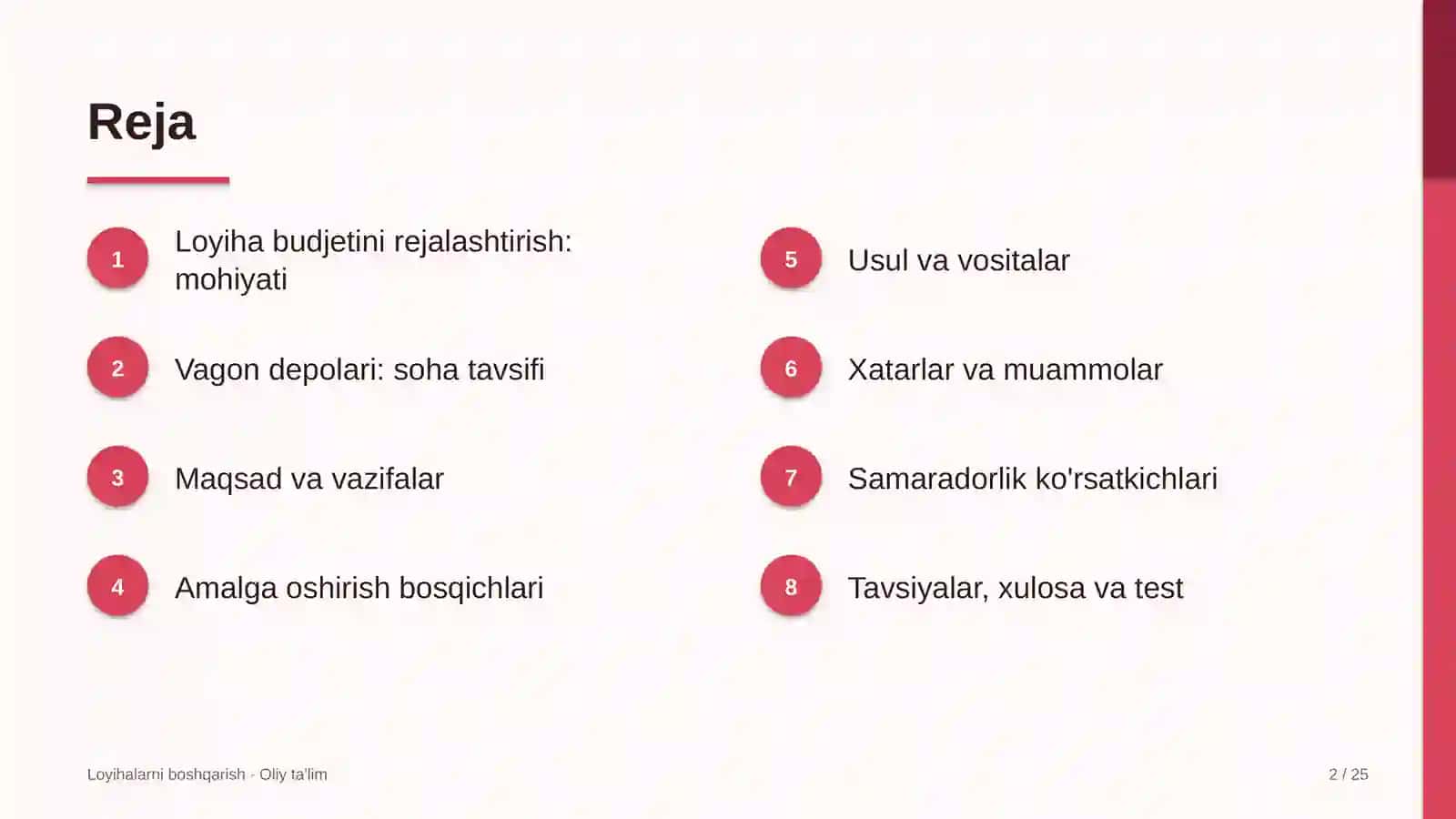 vagon depolarida loyiha budjetini rejalashtirish 4026 2