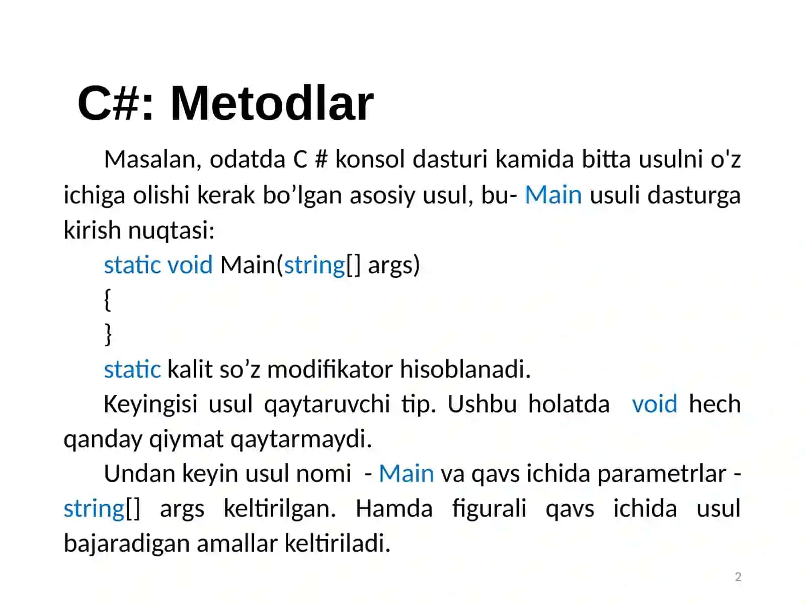 Metodlar 2