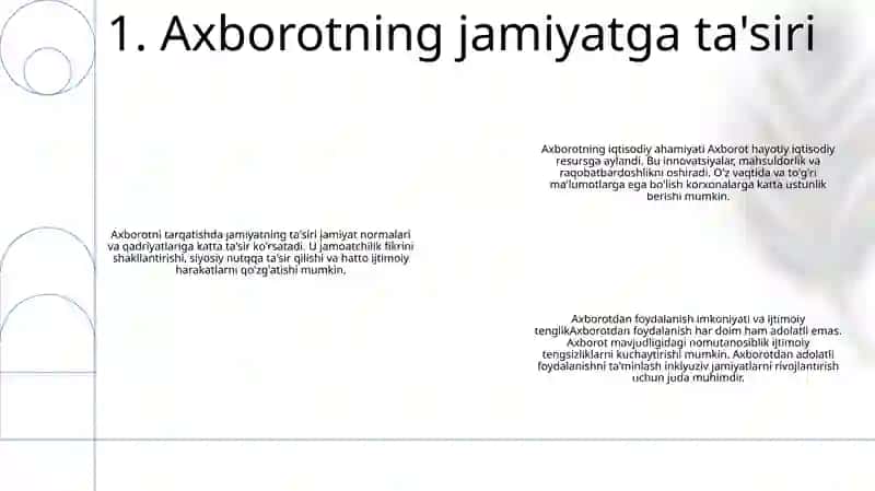 Axborotni Jamiyatda Tutgan O'Rni Va Ahamiyati 2