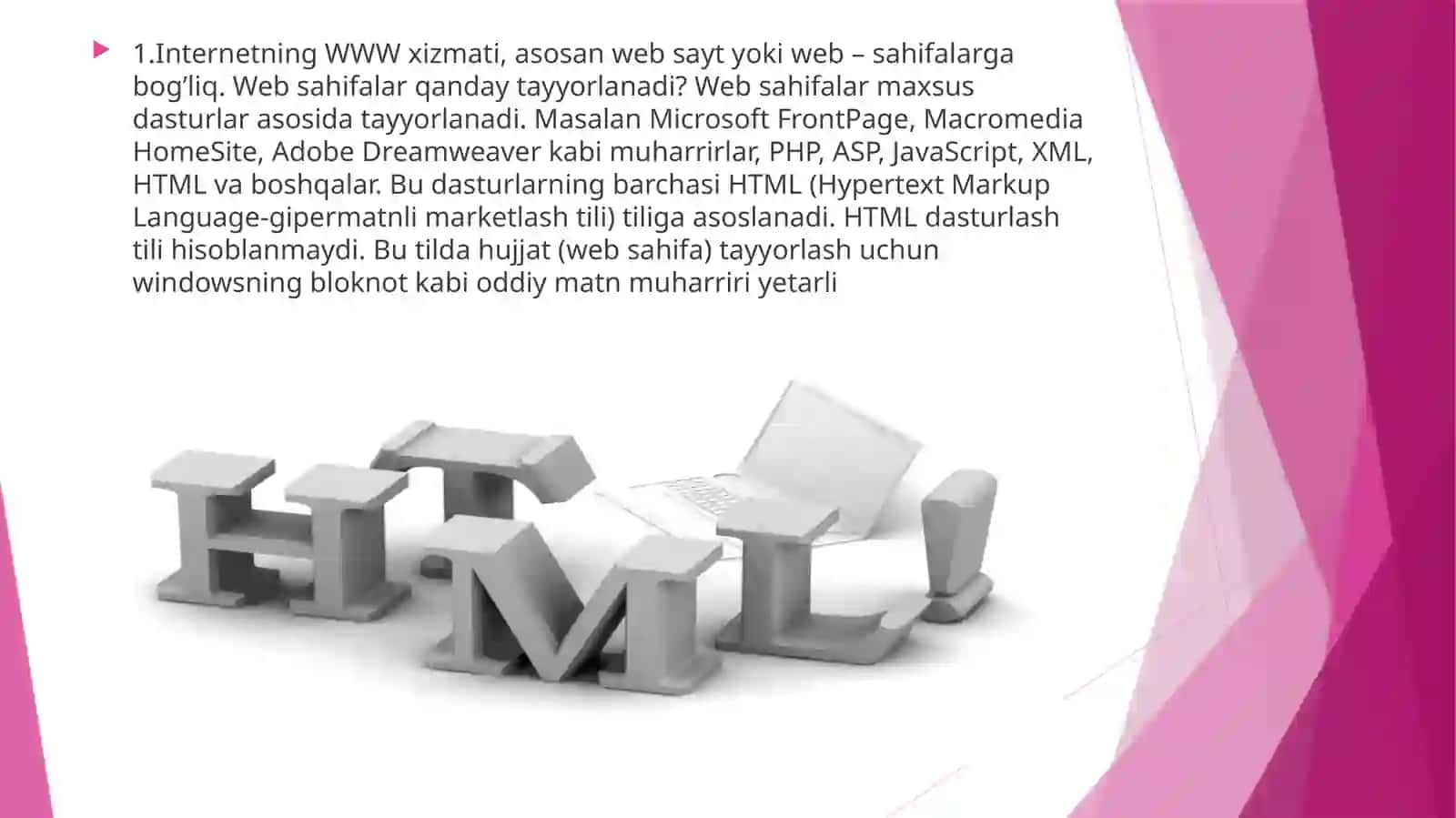 HTML ning asosiy tushunchalar 2
