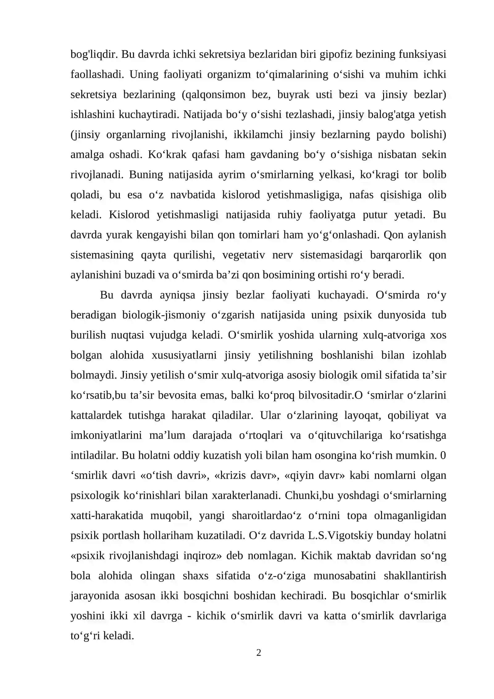 O`smirlik davrida bilish jarayonining rivojlanishi 2
