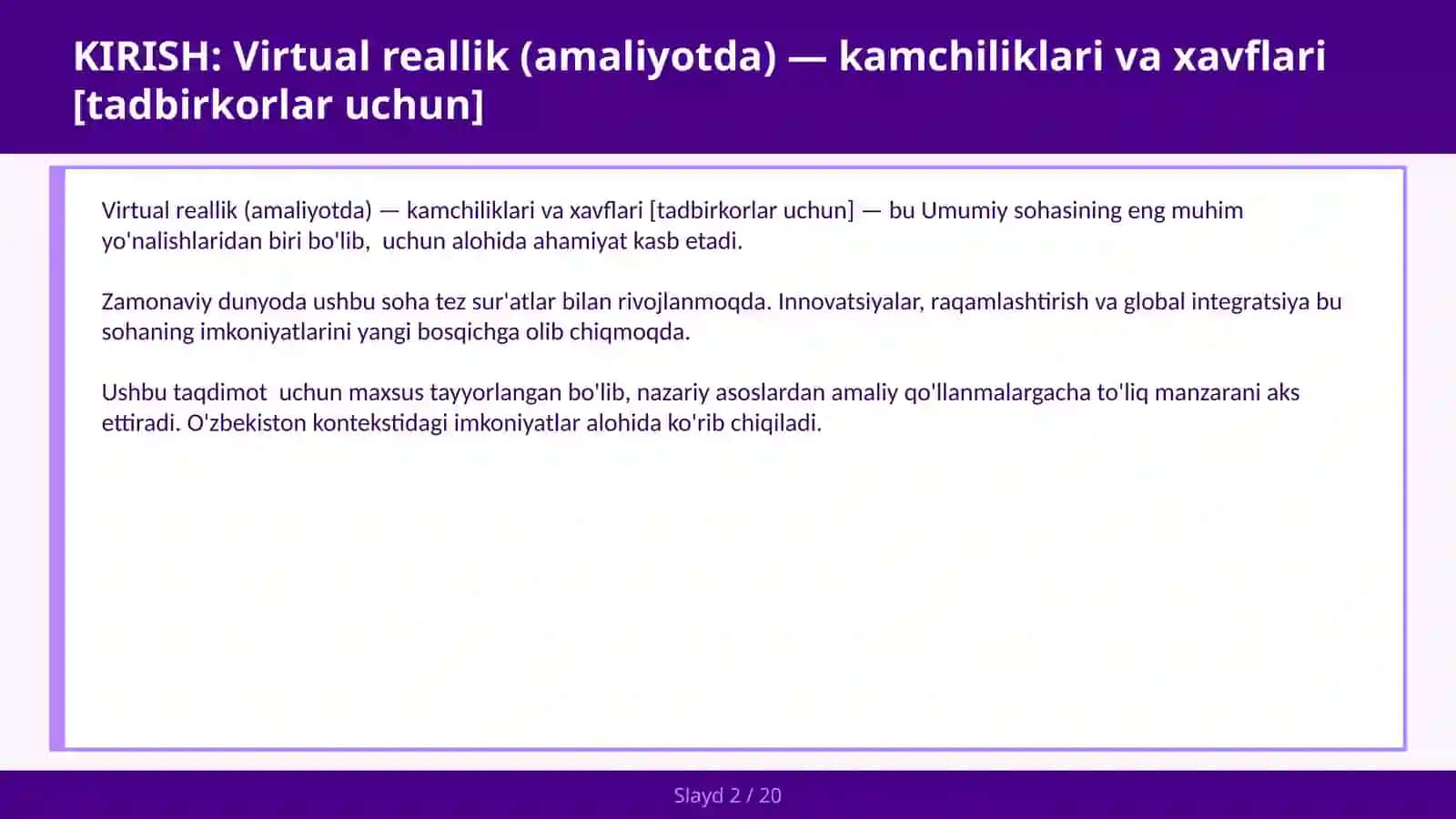 Virtual reallik (amaliyotda) — kamchiliklari va xavflari [tadbirkorlar uchun] 2