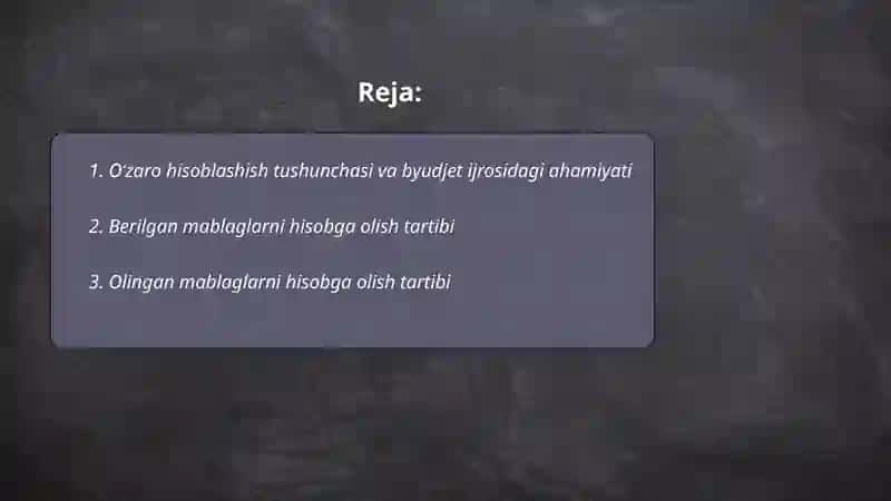 O‘zaro hisoblashish tushunchasi va byudjet ijrosidagi ahamiyati 2