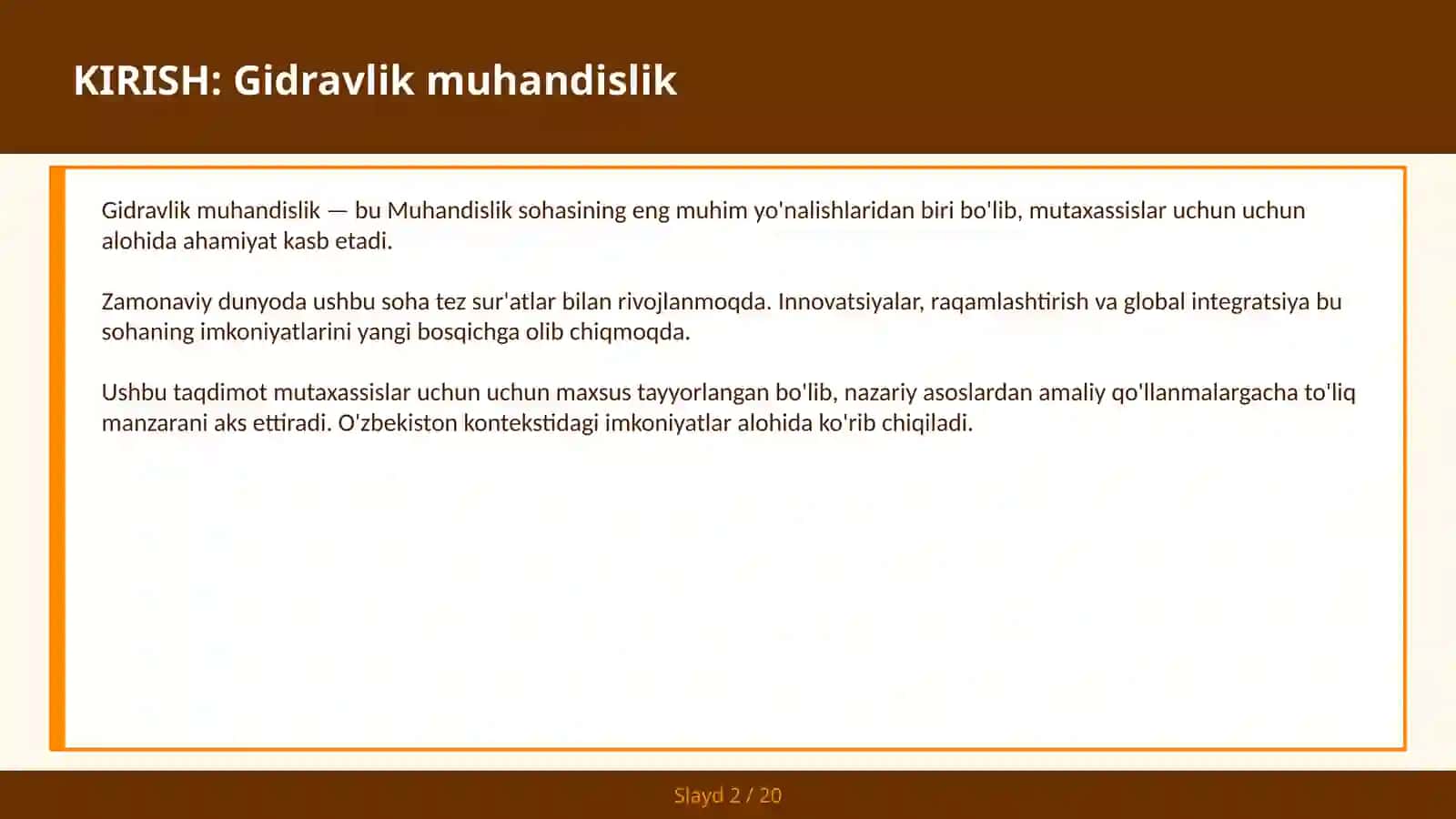 Gidravlik muhandislik 2
