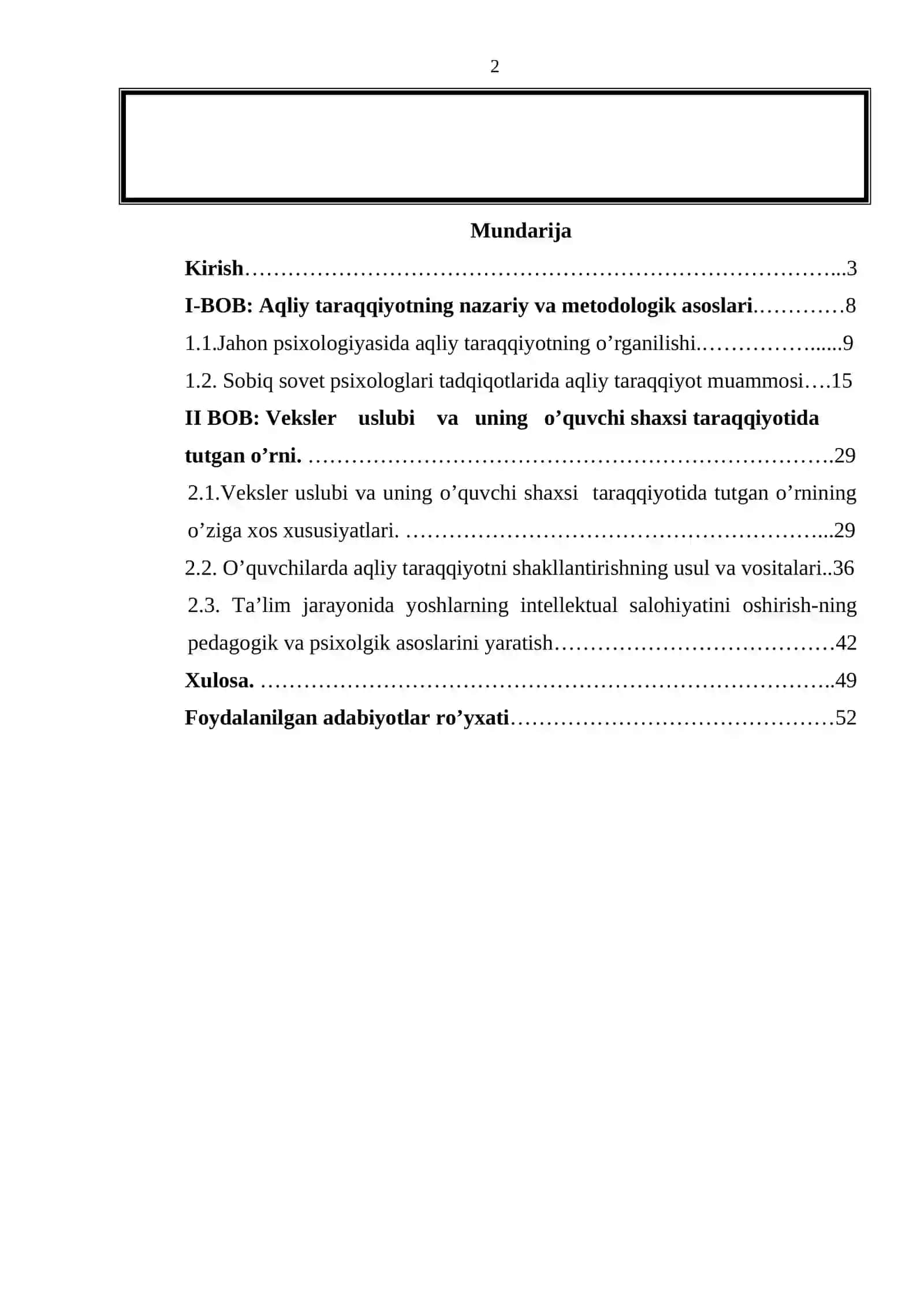 Vеkslеr uslubi va uning o’quvchi shaxsi taraqqiyotida tutgan o’rni 2