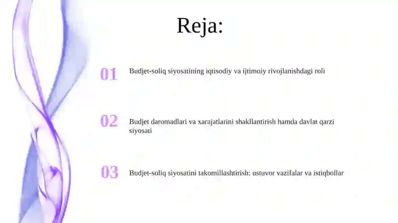 Byudjet-soliq siyosatining asosiy yo'nalishlari 2