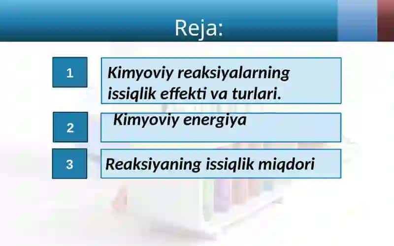 Kimyoviy reaksiyalarning issiqlik effekti 2