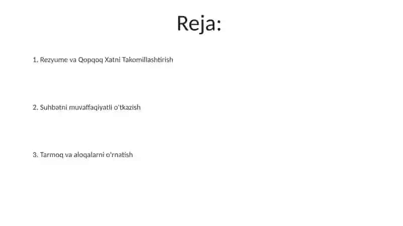 Ishga joylashish konikmalari 2