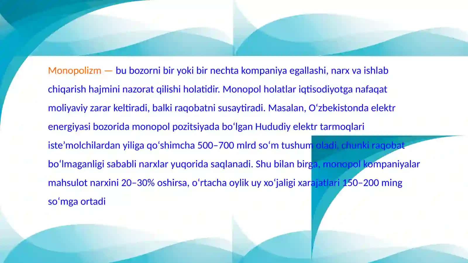 Iqtisodiyotda monopolizmga qarshi siyosat va raqobatni rivojlantirish 2