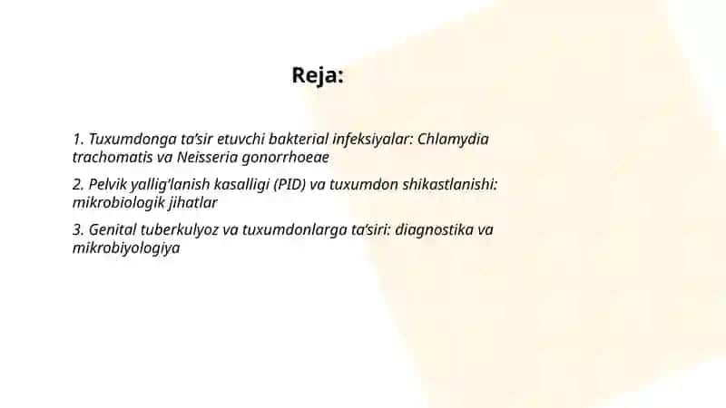 Mikrobiologiyada ayollarda infeksiyalarning tuxumdonga ta’siri 2