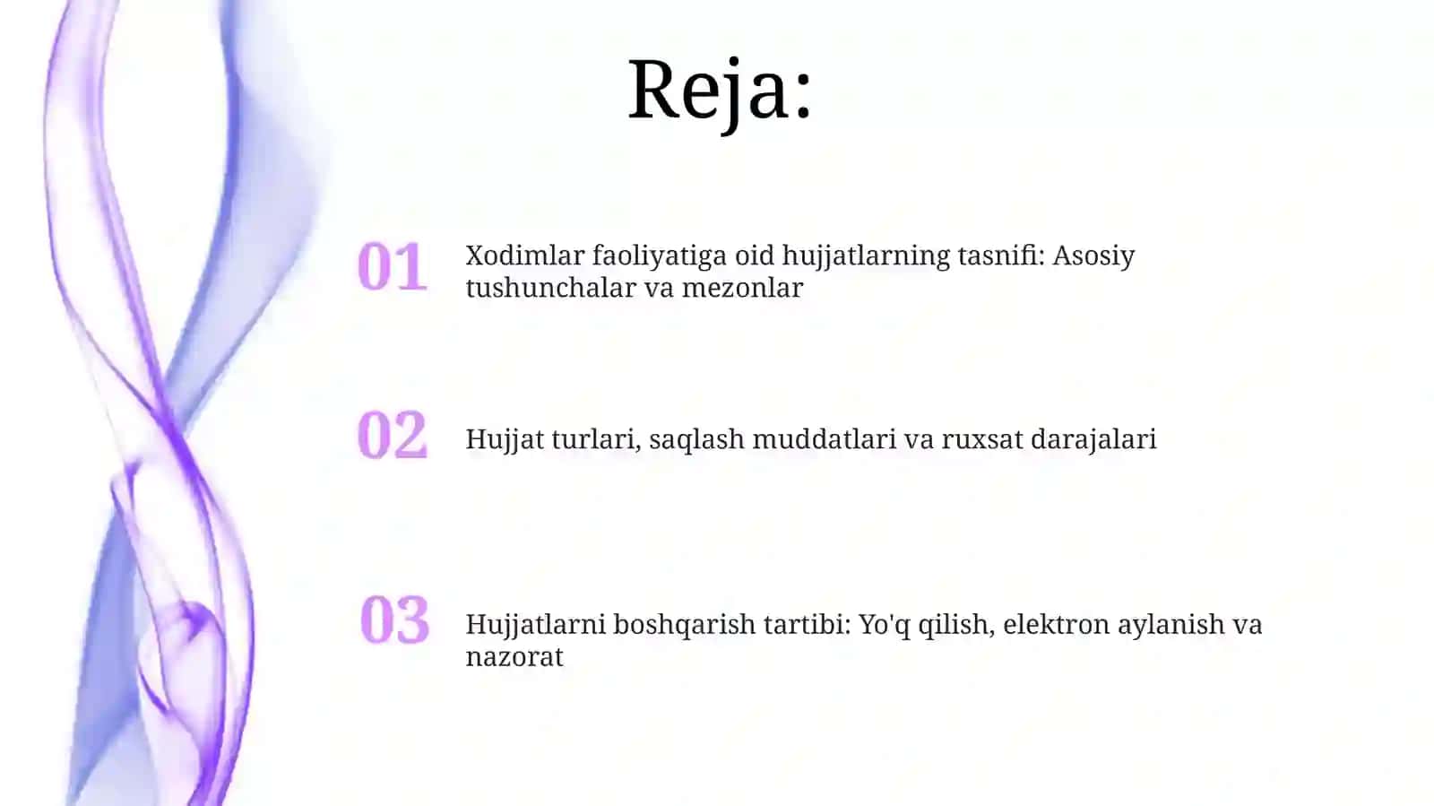Xodimlar faoliyatiga oid hujjatlarning tasnifi 2