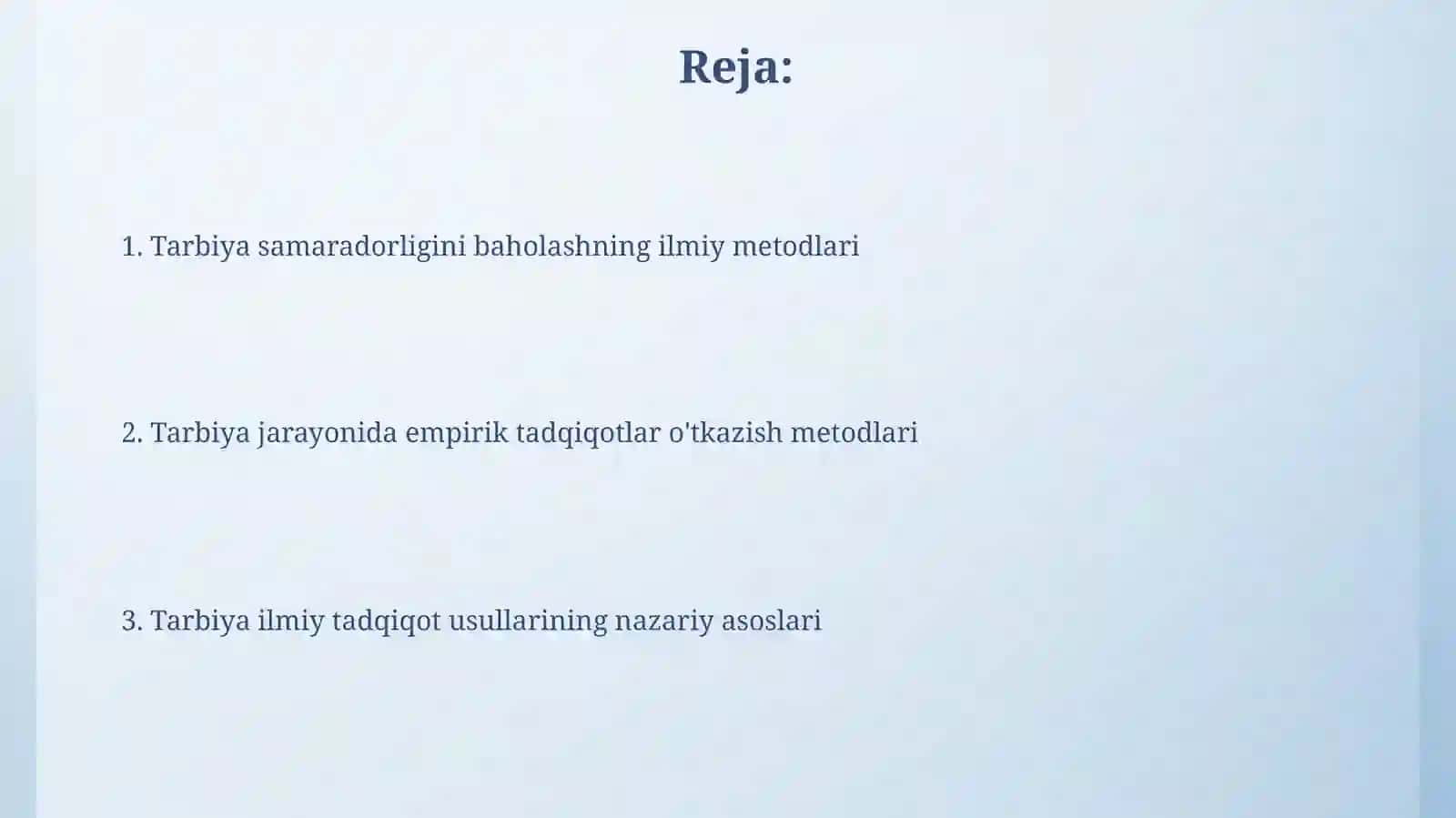 Tarbiya fanining ilmiy-tadqiqot metodlari 2