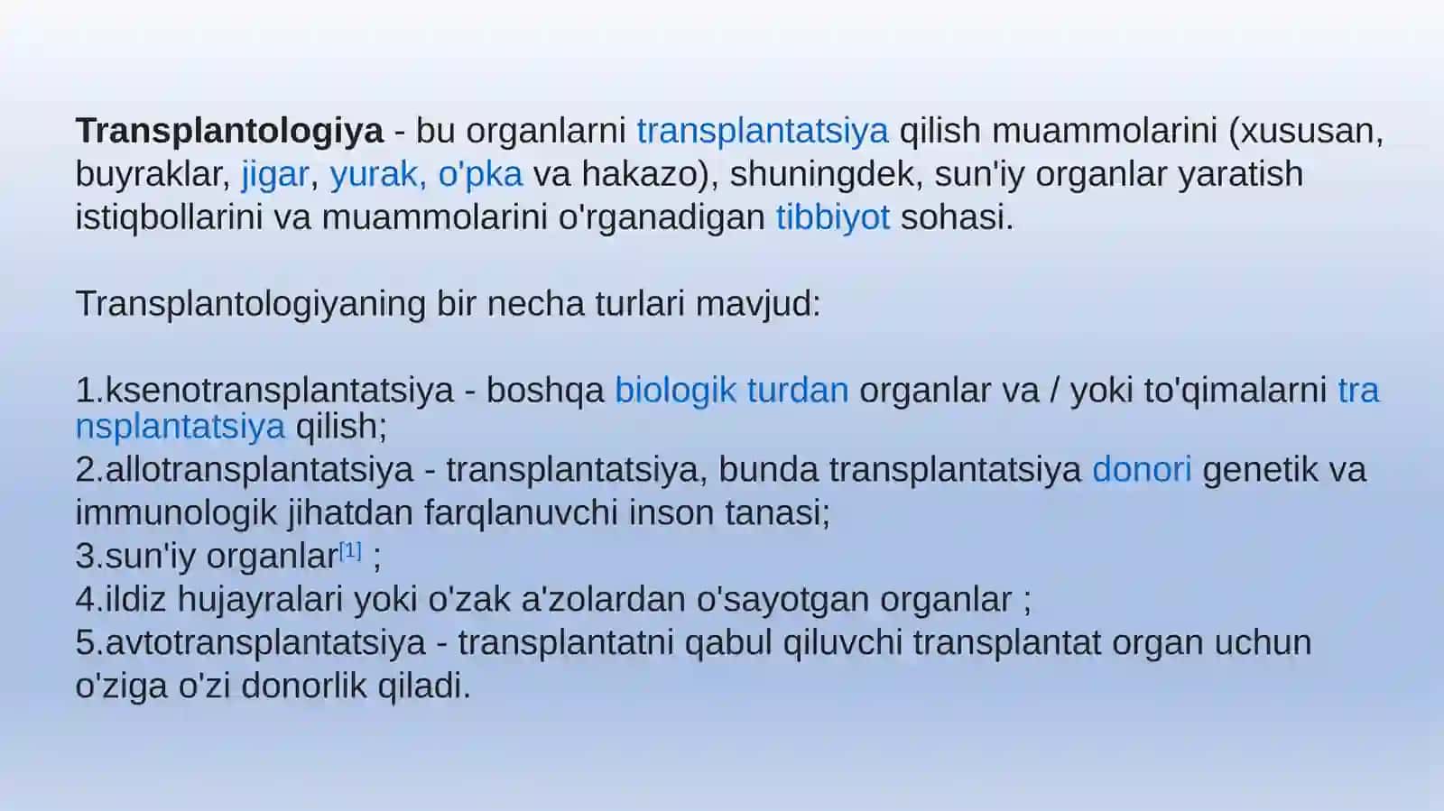 Transplantologiya va protezlash haqida 2