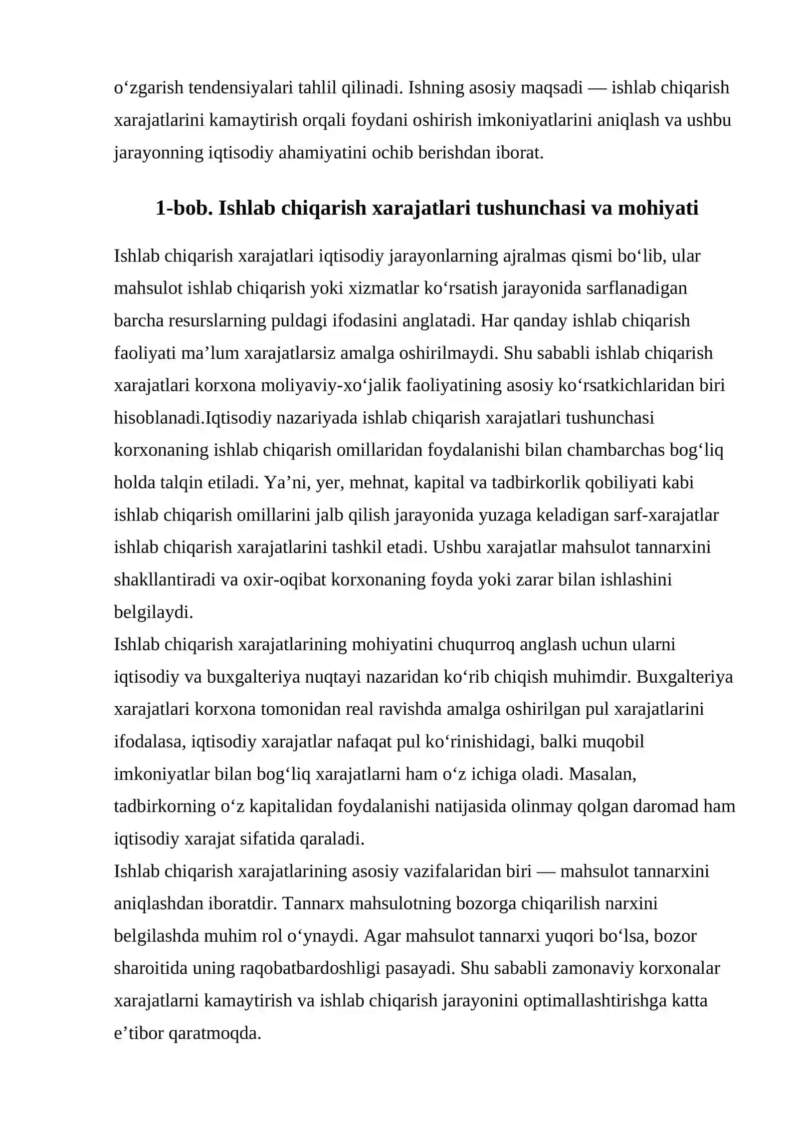 Ishlab chiqarish xarajatlari va foyda 2