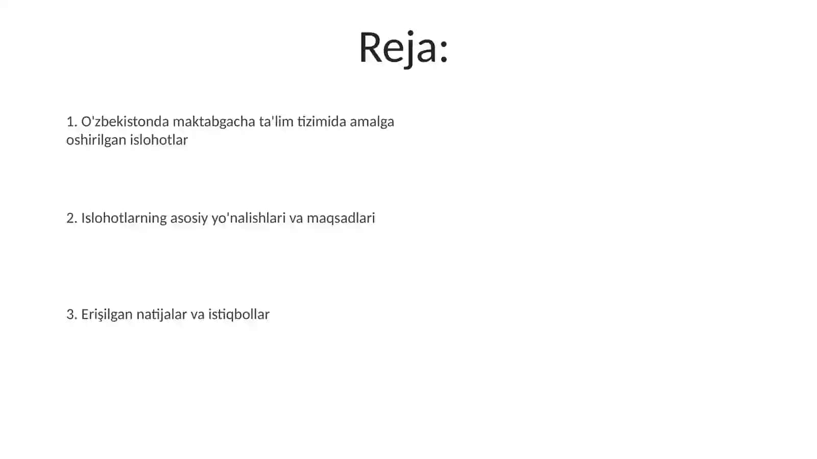 O'zbekistonda maktabgacha ta'lim tizimidagi olib borilgan islohotlar 2