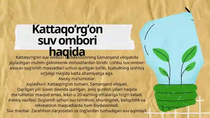 Yangi turizm obyektidan barqaror foydalanish konsepsiyasini ishlab chiqish boʼyicha topshiriq 2