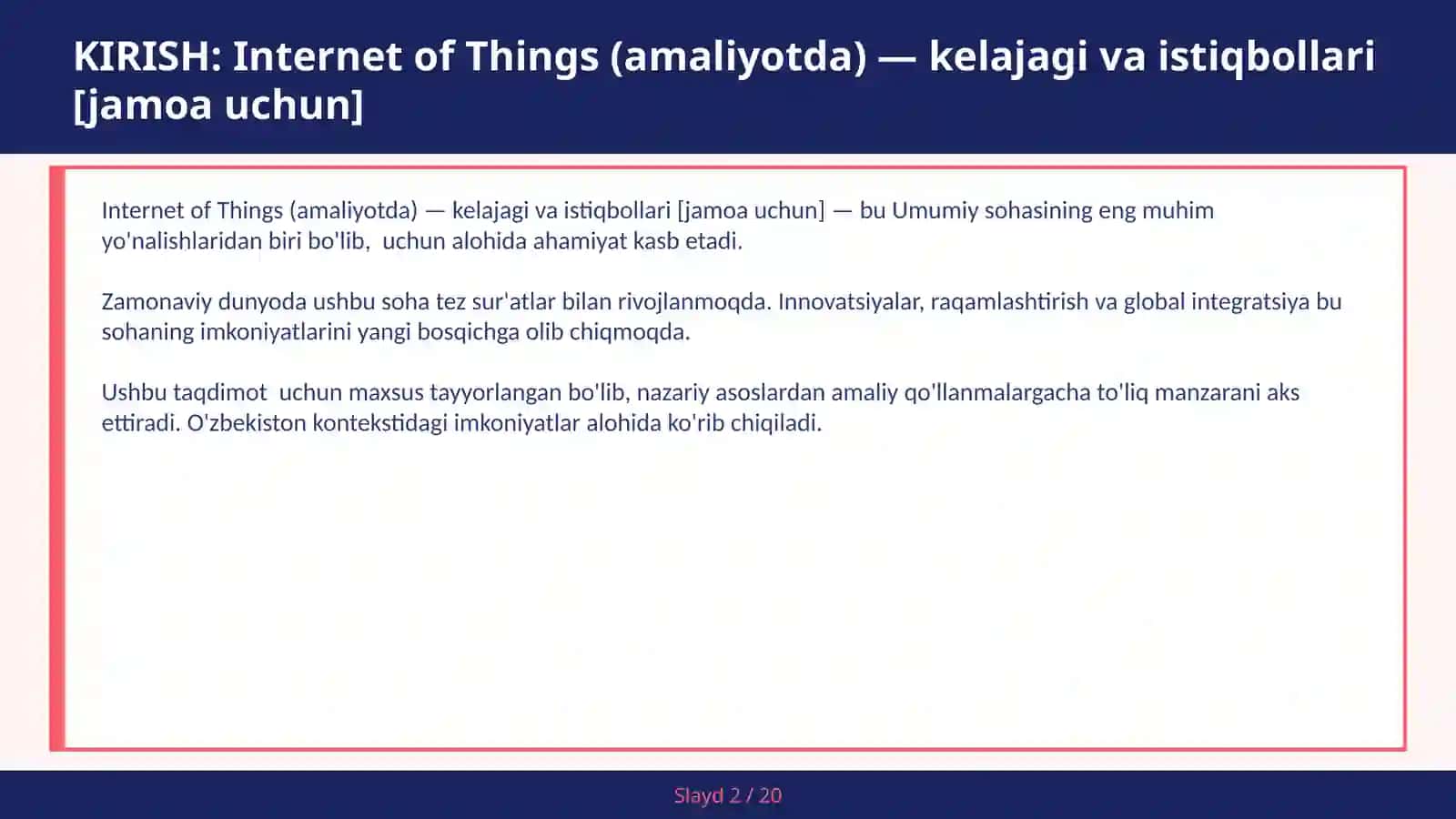 Internet of Things (amaliyotda) — kelajagi va istiqbollari [jamoa uchun] 2