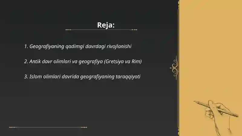 Geografiyaning rivojlanish bosqichlari haqidagi maʼlumotlar 2