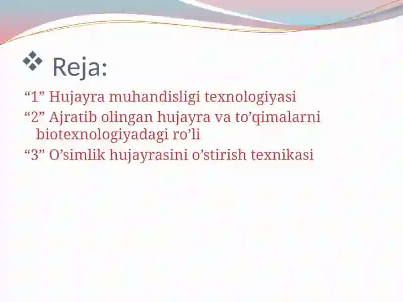 Hujayramuhandisligi texnologik jarayoni 2
