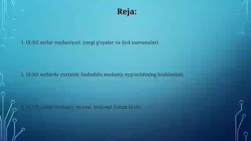 IX-XII asrlarda mamlakatimiz hududida roʻy bergan madaniy uygʻonish 2