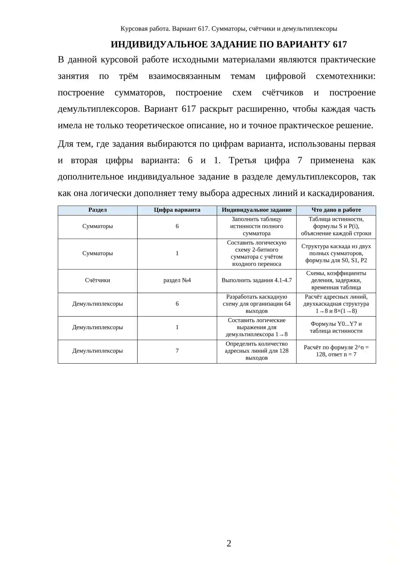 Исследование сумматоров, счётчиков и демультиплексоров в цифровых устройствах 2