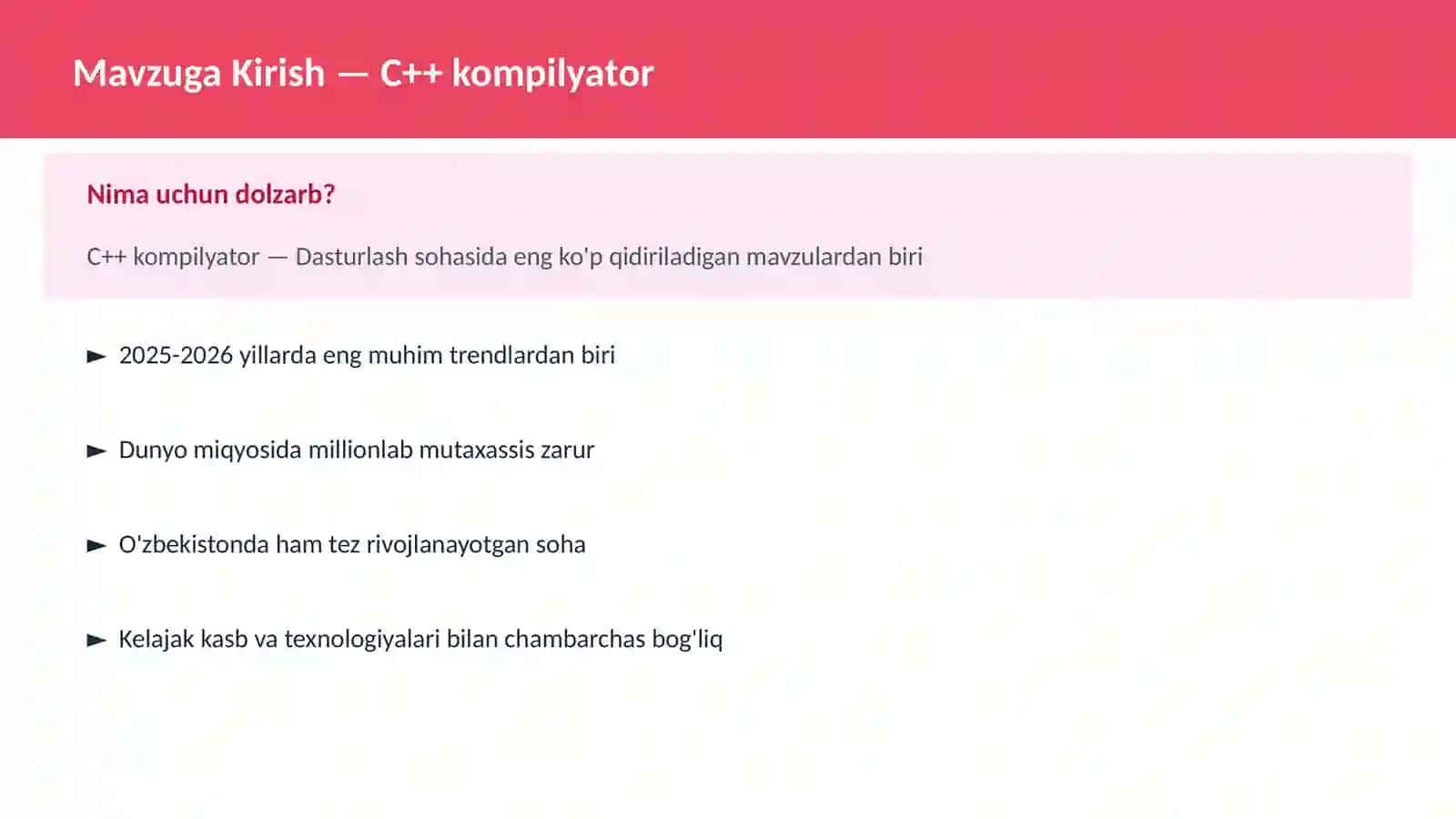 C++ VA TIZIM DASTURLASH 2