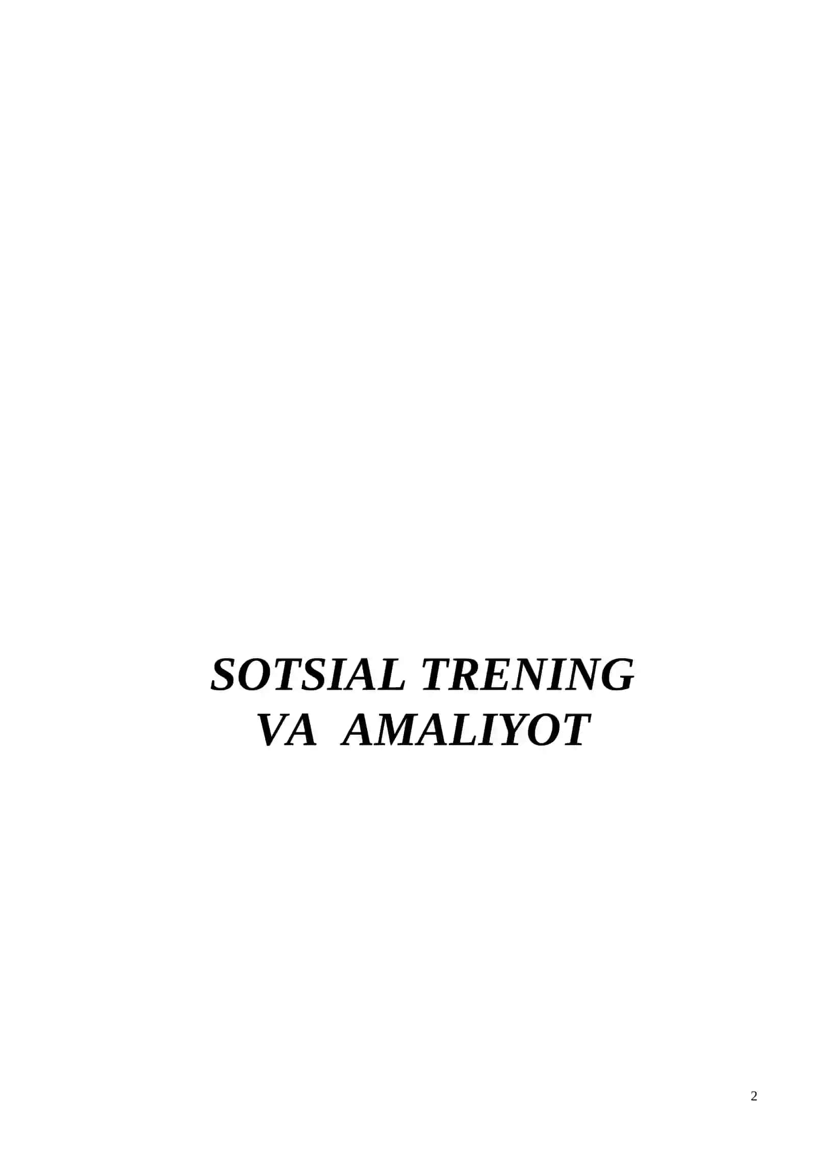 Sotsial trening va amaliyotga kirish 2