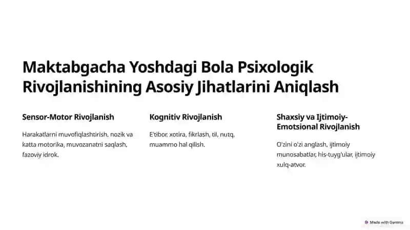 Maktabgacha Yoshdagi Bolalarni Psixodiagnostik Tekshirish Natijalarini Sarhisob Qilish va Taqdim Etish 2