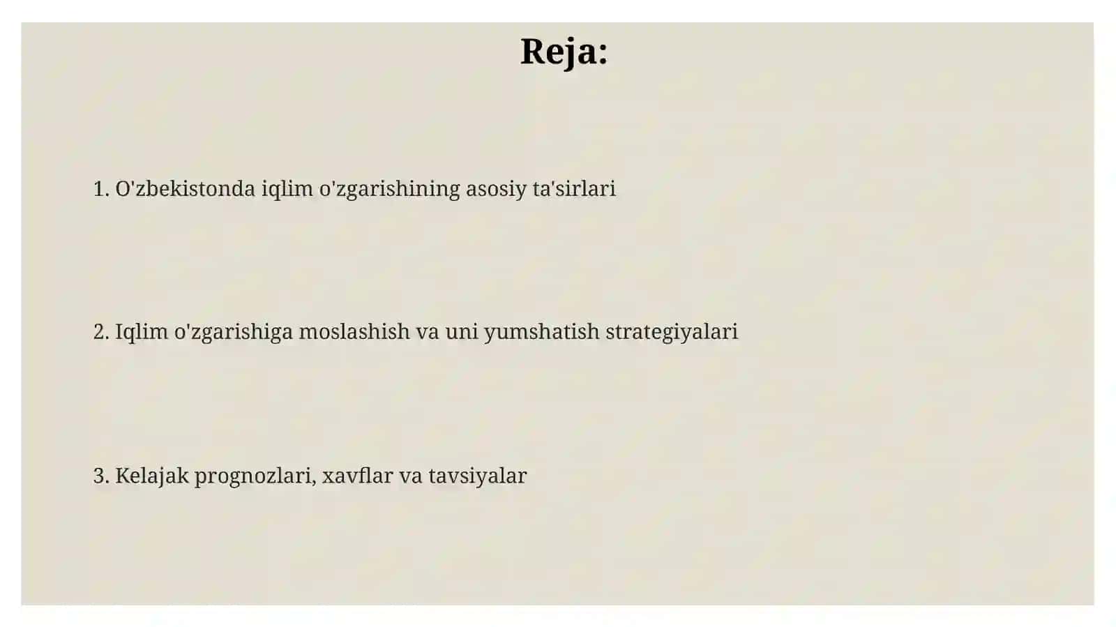 Global iqlim o'zgarishining O'zbekiston ekosistemaga ta'siri 2