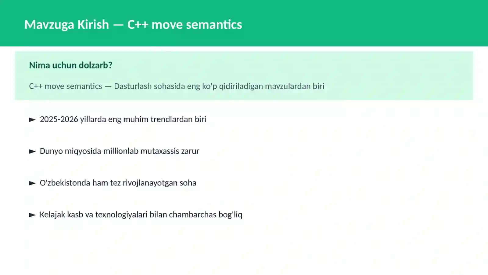 C++ VA TIZIM DASTURLASH 2