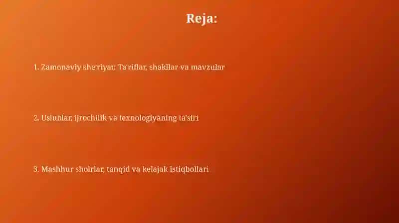 Hozirgi she'riyat janrlari 2