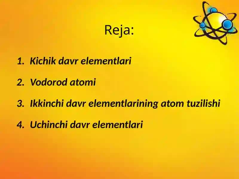 Kichik davr elementlarining atom tuzilishi 2