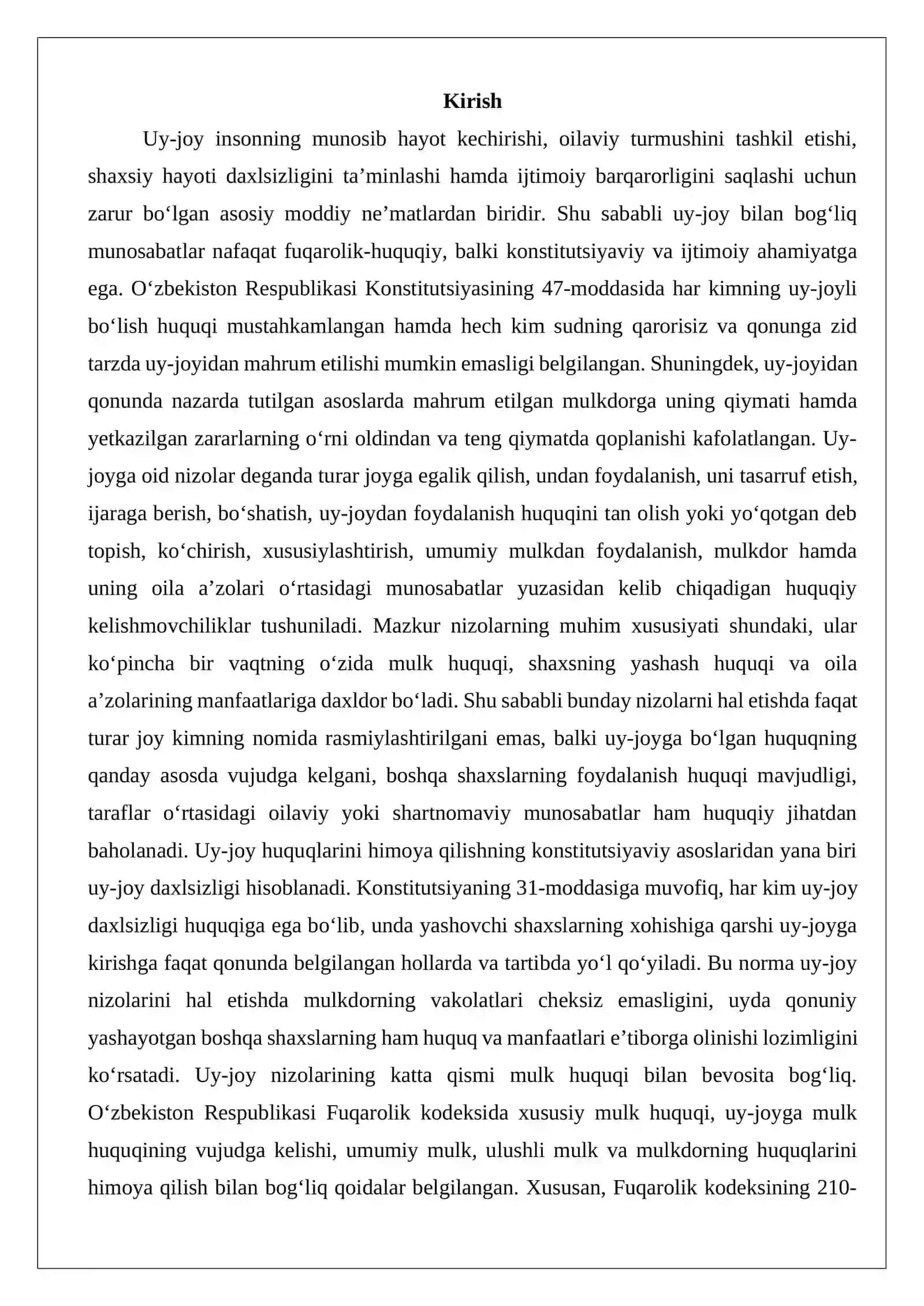 Uy-joyga oid nizolar tushunchasi va turlari 2