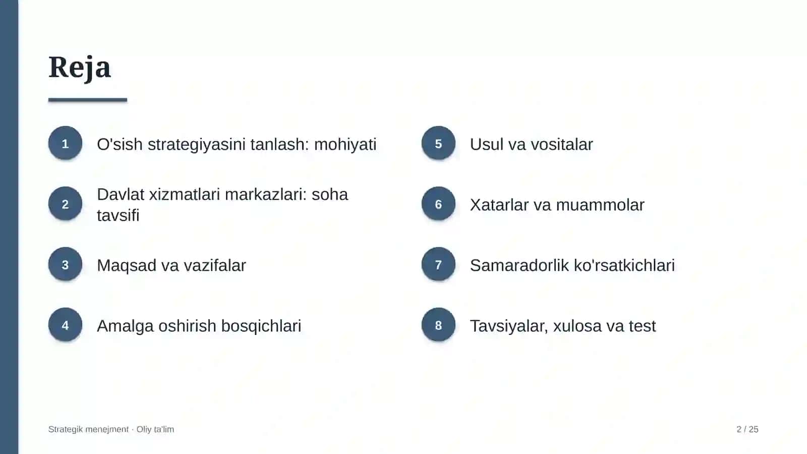 Davlat xizmatlari markazlarida o'sish strategiyasini tanlash 2
