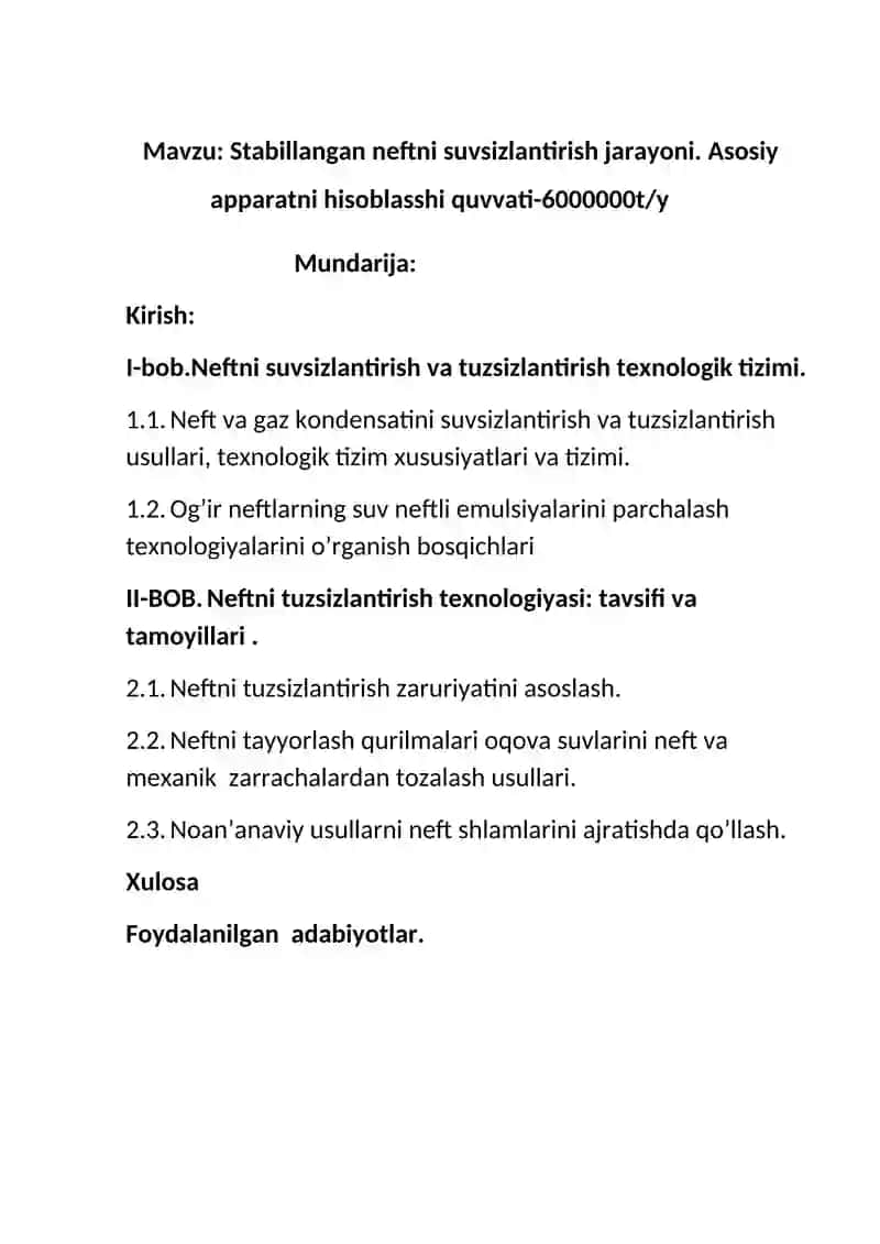 Stabillangan neftni suvsizlantirish jarayoni 2
