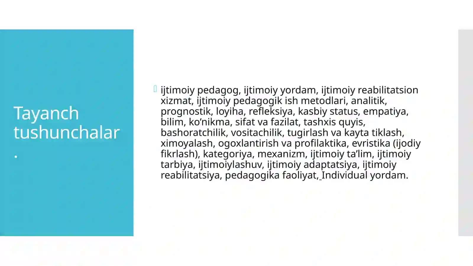 Ijtimoiy pedagogikaning tamoyillari, Kategoriyalari va mexanizmlari 2