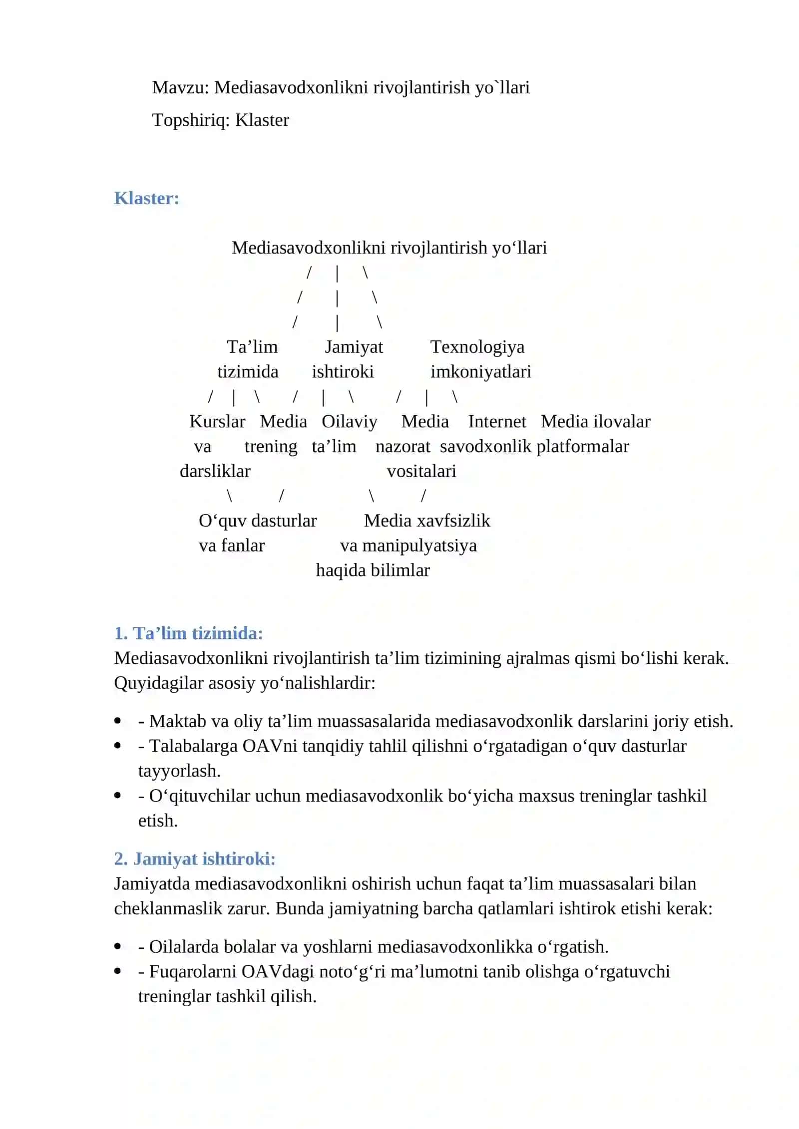Mediasavodxonlik va axborot madaniyati 2